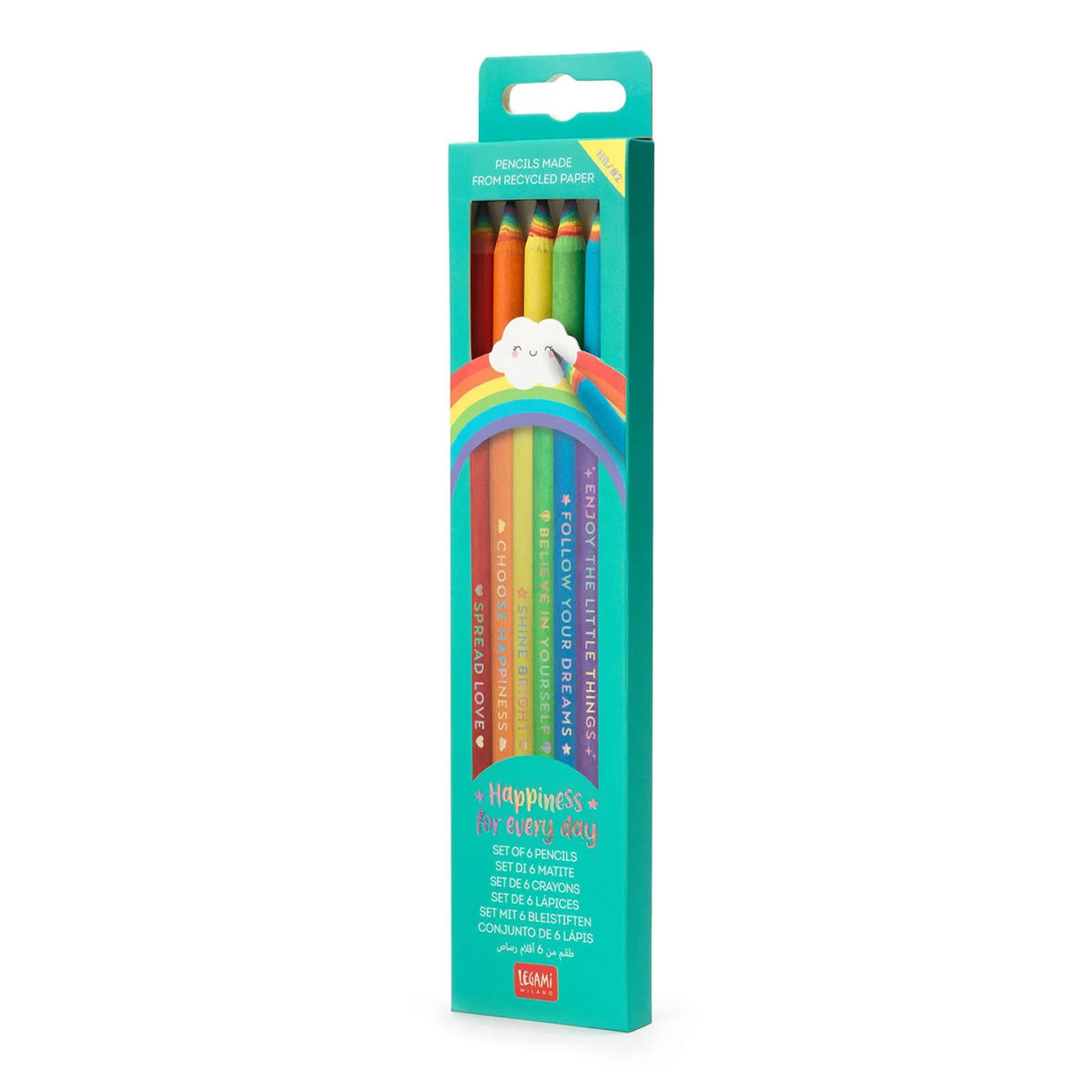 Legami Happiness for Every Day - Set of 6 HB Graphite Pencils