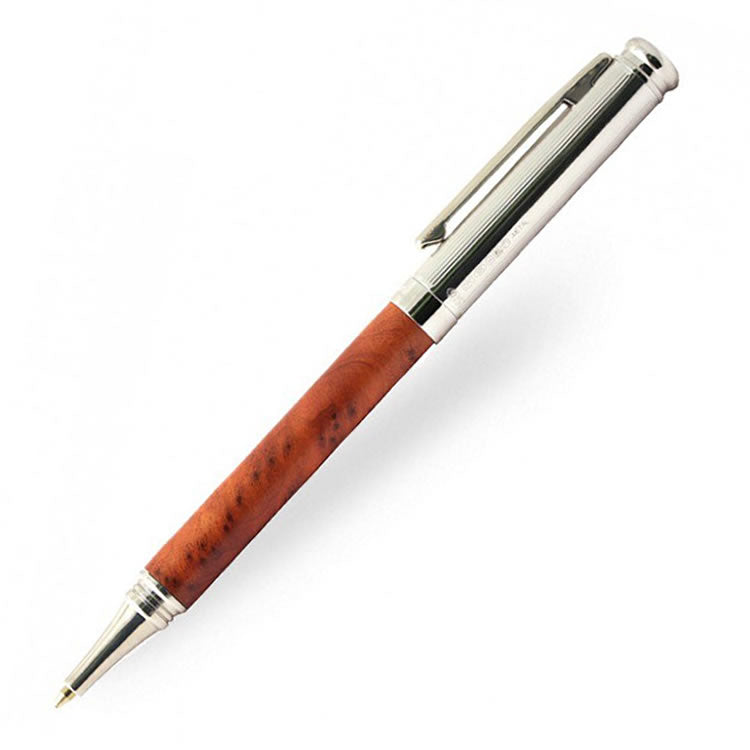 Laban 925 Sterling Silver & Briar Wood Ballpoint Pen