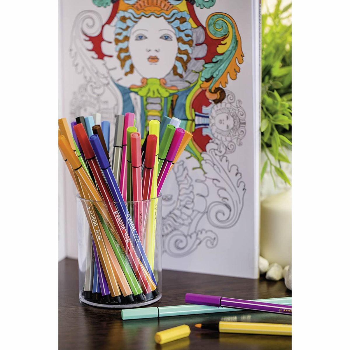 Premium Fibre-tip Pen STABILO Pen 68 Coloured Pens Various Pack Sizes and  Colours School Revision Stationery Colouring Art Stationery 
